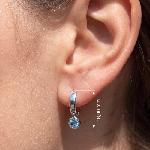 Preview: Creolen 925 Silber 2 Zirkonia blau Ohrringe Silberohrringe Silbercreolen