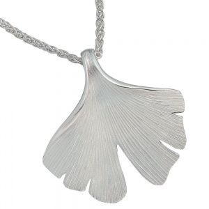 Anhänger Ginko Ginkgo 925 Sterling Silber mattiert