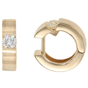 Creolen rund 585 Gold Gelbgold matt 2 Diamanten Brillanten 0,30ct. Ohrringe