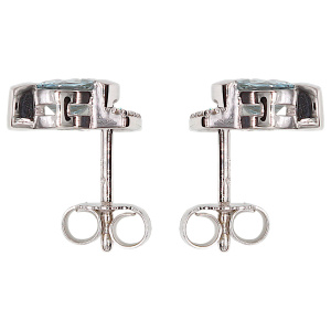 Preview: Ohrstecker 585 Gold Weißgold 2 Aquamarine blau 10 Diamanten Brillanten Ohrringe