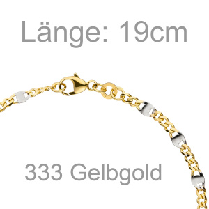 Preview: Steg-Panzerarmband 333 Gelbgold massiv 19 cm Gold Armband Goldarmband Karabiner
