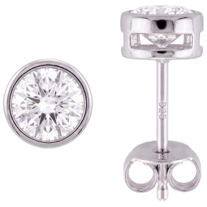 Ohrstecker rund 925 Sterling Silber rhodiniert 2 Zirkonia Ohrringe