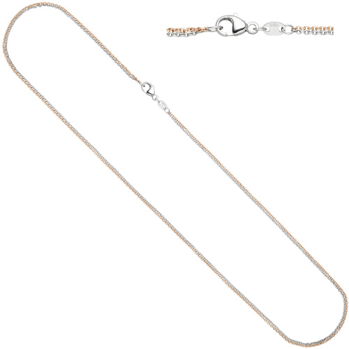 Preview: Halskette Kette 585 Gold Rotgold Weißgold bicolor 42 cm Goldkette Karabiner