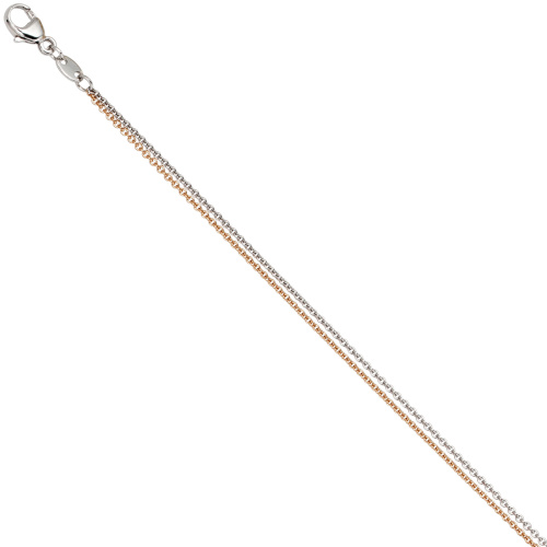 Preview: Halskette Kette 585 Gold Rotgold Weißgold bicolor 42 cm Goldkette Karabiner