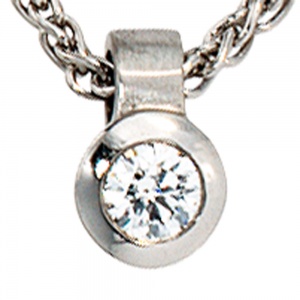 Anhänger rund 950 Platin matt 1 Diamant Brillant 0,12ct. Platinanhänger
