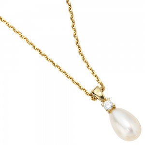 Anhänger 333 Gold Gelbgold 1 Süßwasser Perle 1 Zirkonia Perlenanhänger