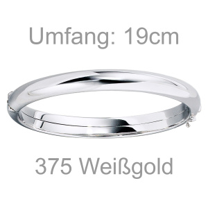 Armreif Armband oval 375 Gold Weißgold Goldarmreif Kastenschloss