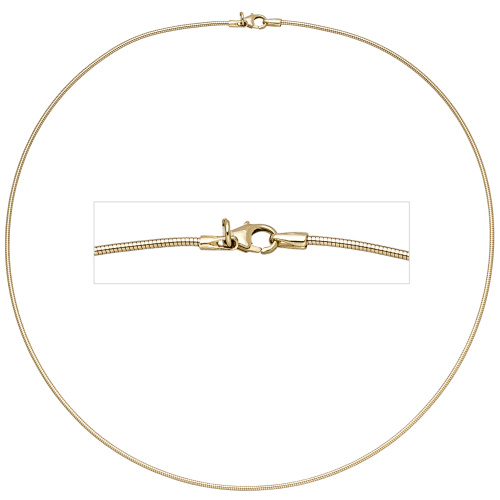 Preview: Halsreif 585 Gelbgold 1,1 mm 50 cm Gold Kette Halskette Goldhalsreif Karabiner