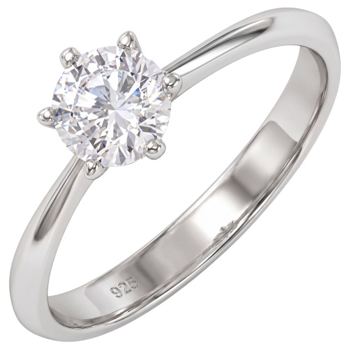 Damen Ring 925 Sterling Silber rhodiniert 1 Zirkonia Silberring