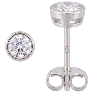 Ohrstecker rund 925 Sterling Silber rhodiniert 2 Zirkonia Ohrringe