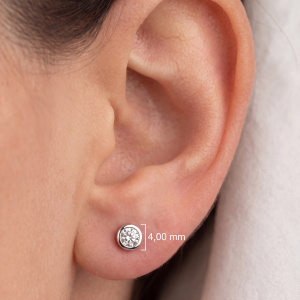 Preview: Ohrstecker rund 925 Sterling Silber rhodiniert 2 Zirkonia Ohrringe
