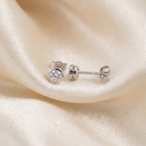 Preview: Ohrstecker rund 925 Sterling Silber rhodiniert 2 Zirkonia Ohrringe
