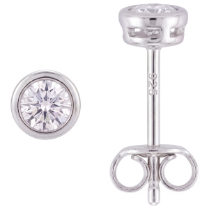 Ohrstecker rund 925 Sterling Silber rhodiniert 2 Zirkonia Ohrringe