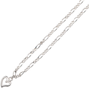 Fußkettchen Fußkette Herz 925 Sterling Silber Federring