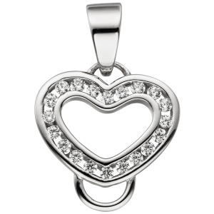 Anhänger Herz Carrier Träger für Charms 925 Sterling Silber 20 Zirkonia