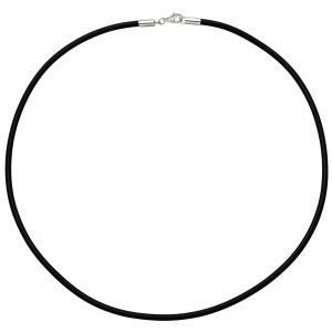 Halskette Kautschuk schwarz mit 925 Silber 3 mm 45 cm Kautschukkette