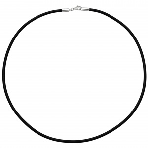 Halskette Kautschuk schwarz mit 925 Silber 3 mm 50 cm Kautschukkette