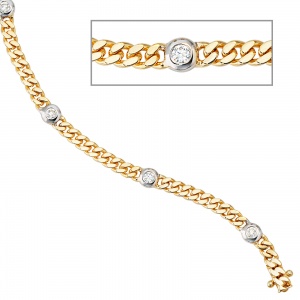 Armband 585 Gold Gelbgold Weißgold bicolor 6 Diamanten Brillanten 19 cm