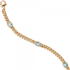 Armband 585 Gold Gelbgold massiv 19 cm 4 Blautopase hellblau blau Goldarmband