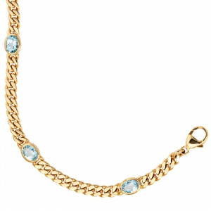 Armband 585 Gold Gelbgold massiv 19 cm 4 Blautopase hellblau blau Goldarmband