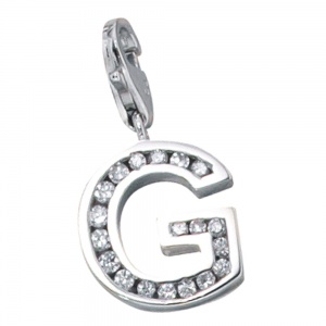 Einhänger Charm Buchstabe G 925 Sterling Silber rhodiniert mit Zirkonia