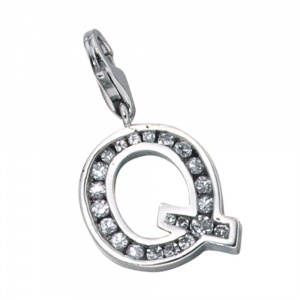 Einhänger Charm Buchstabe Q 925 Sterling Silber rhodiniert mit Zirkonia