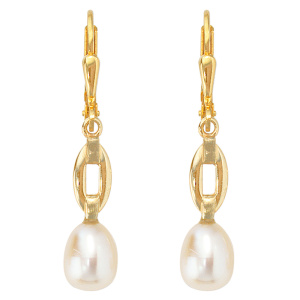 Preview: Boutons 333 Gold Gelbgold mattiert 2 Süßwasser Perlen Ohrringe Ohrhänger