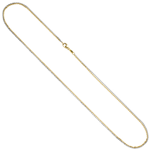 Ankerkette 2-reihig 585 Gelbgold Weißgold 45 cm Gold Kette Weißgoldkette
