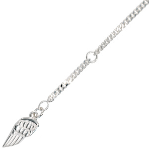 Fußkettchen Fußkette Flügel 925 Sterling Silber rhodiniert Federring