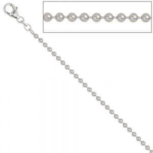 Kugelkette 925 Silber 2,5 mm 50 cm Halskette Kette Silberkette Karabiner