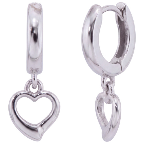 Kinder Creolen Herz 925 Sterling Silber rhodiniert Ohrringe Kinderohrringe
