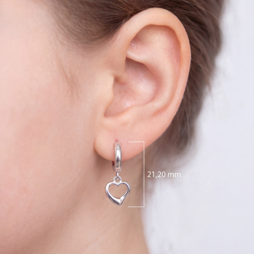 Preview: Kinder Creolen Herz 925 Sterling Silber rhodiniert Ohrringe Kinderohrringe