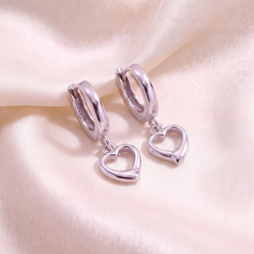 Preview: Kinder Creolen Herz 925 Sterling Silber rhodiniert Ohrringe Kinderohrringe