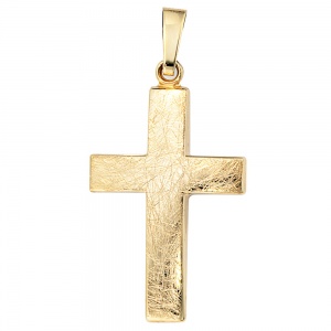 Anhänger Kreuz 333 Gold Gelbgold eismatt Kreuzanhänger Goldkreuz