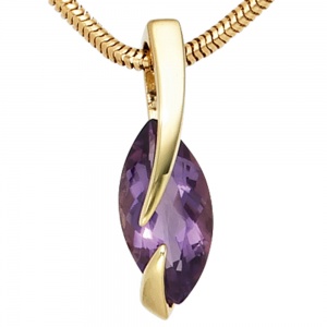 Anhänger 585 Gold Gelbgold 1 Amethyst lila violett Goldanhänger