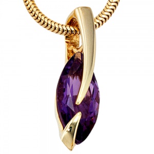 Anhänger 585 Gold Gelbgold 1 Amethyst lila violett Goldanhänger