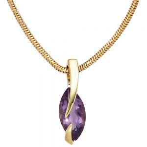 Anhänger 585 Gold Gelbgold 1 Amethyst lila violett Goldanhänger