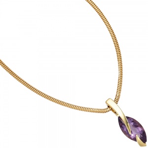 Anhänger 585 Gold Gelbgold 1 Amethyst lila violett Goldanhänger