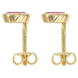 Preview: Ohrstecker oval 585 Gold Gelbgold 2 Rubine rot Ohrringe Goldohrstecker