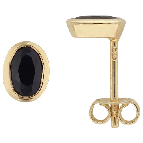Ohrstecker oval 585 Gold Gelbgold 2 Safire blau Ohrringe Goldohrstecker