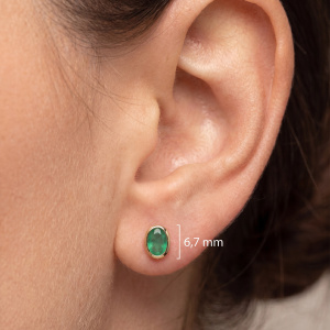 Preview: Ohrstecker oval 585 Gold Gelbgold 2 Smaragde grün Ohrringe Goldohrstecker