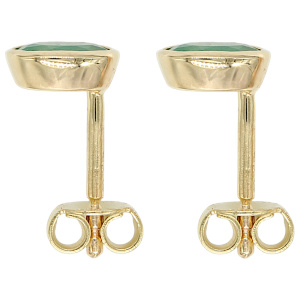 Preview: Ohrstecker oval 585 Gold Gelbgold 2 Smaragde grün Ohrringe Goldohrstecker