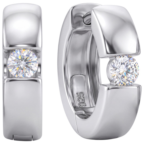 Creolen rund 925 Sterling Silber 2 Zirkonia Ohrringe Silbercreolen