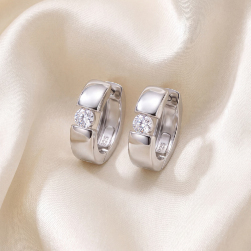 Creolen rund 925 Sterling Silber 2 Zirkonia Ohrringe Silbercreolen