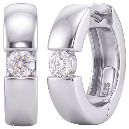 Creolen rund 925 Sterling Silber 2 Zirkonia Ohrringe Silbercreolen