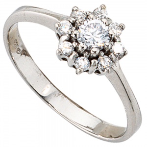 Damen Ring 925 Sterling Silber rhodiniert mit Zirkonia Silberring