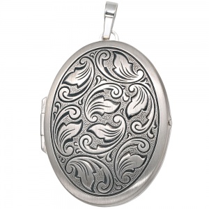 Medaillon oval 925 Sterling Silber mattiert geschwärzt Anhänger zum Öffnen