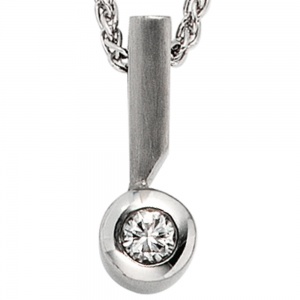 Anhänger 950 Platin teil matt 1 Diamant Brillant 0,16ct. Platinanhänger