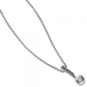 Anhänger 950 Platin teil matt 1 Diamant Brillant 0,16ct. Platinanhänger