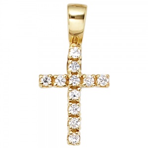 Anhänger Kreuz 333 Gold/Gelbgold 11 Zirkonia